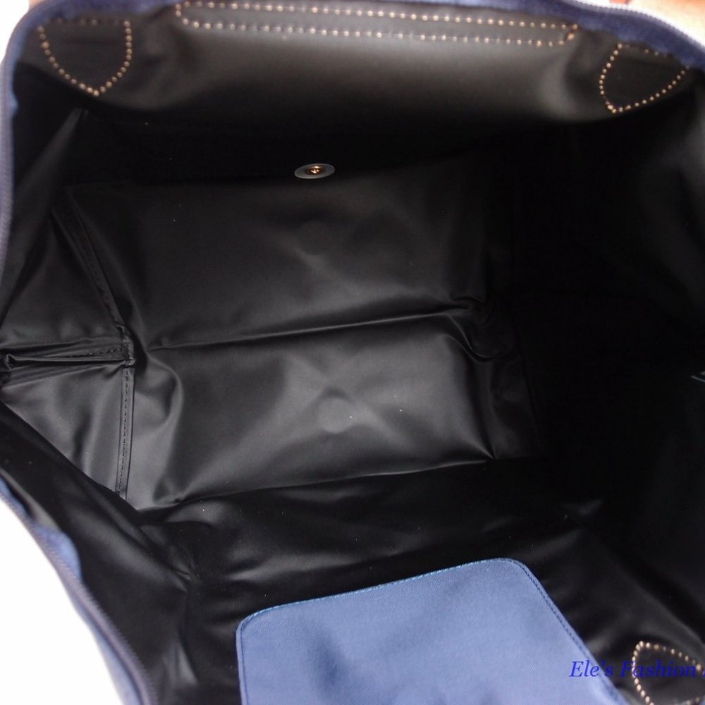 ❤️ NWT LONGCHAMP Le Pliage Type M Medium Short Handle Tote NAVY Blue Authentic - Picture 14 of 16